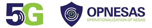 Logos von 5G und des Forschungsprojekts OPNESAS (Operationalization of NESAS)