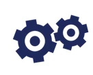 Symbol aus zwei ineinandergreifenden Zahnrädern für den Cyber-Sicherheits-Check für industrielle Anlagen (CSC-OT)