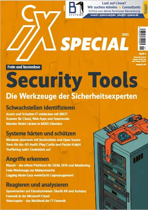 Titelseite des iX Special 2025 „Security Tools – Die Werkzeuge der Sicherheitsexperten“