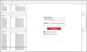 Screenshot: Speicherscan des Passwortmanager-Prozesses findet Passwörter nach dem Abmelden im Klartext